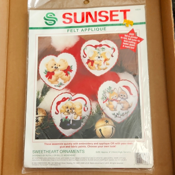 Sweetheart Ornaments Sunset Felt Applique Kit. Embroidery /glue (4 set) New. - Picture 2 of 14